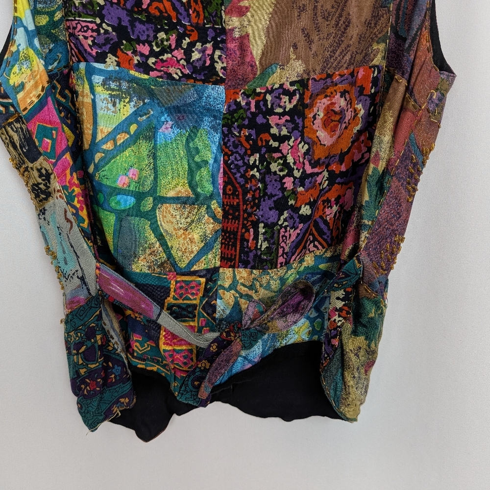 Vintage Patchwork Vest Beaded - image 7